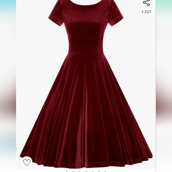 Twee style retro cherry velvet 50s dress - Picture 1 of 6